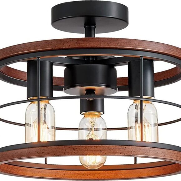 NEW 3-Light Semi Flush Mount Ceiling Light Fixture Vintage Ceiling Light - Picture 2 of 8